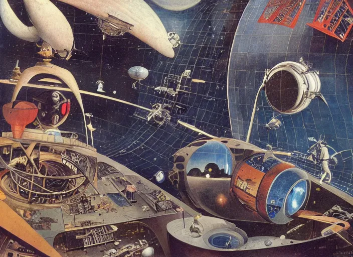 Prompt: an intricately detailed space station by Hieronymus Bosch and Syd Mead