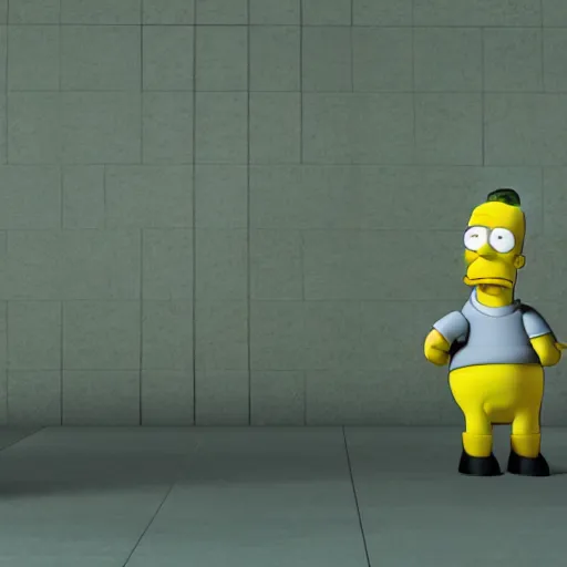 Image similar to An octane render of Homer Simpson in the Matrix