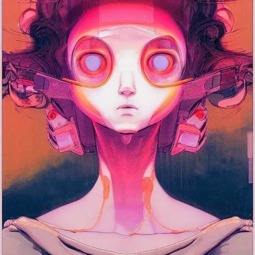 Image similar to prompt : pink and orange portrait soft light painted by james jean and katsuhiro otomo and erik jones, inspired by evangeleon anime, smooth face feature, intricate oil painting, high detail illustration, sharp high detail, manga and anime 1 9 9 9