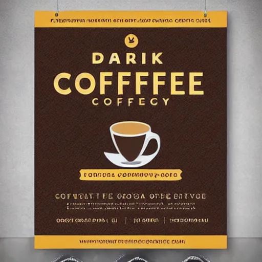 Image similar to square shaped flyer design for a coffee bean roasting company, layout design, dark brown and beige colour palette, template layout