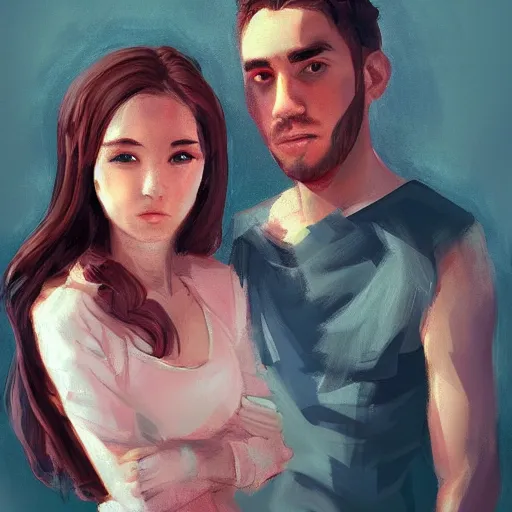 Image similar to portrait of a young couple by the best artists on artstation