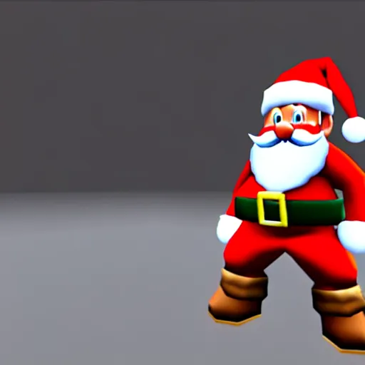 Image similar to santa claus first person shooter, nintendo 6 4 screenshot, low poly, aliased