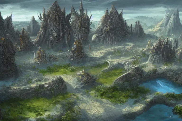 Prompt: steppe atlantis ultra detailed fantasy landscape concept art