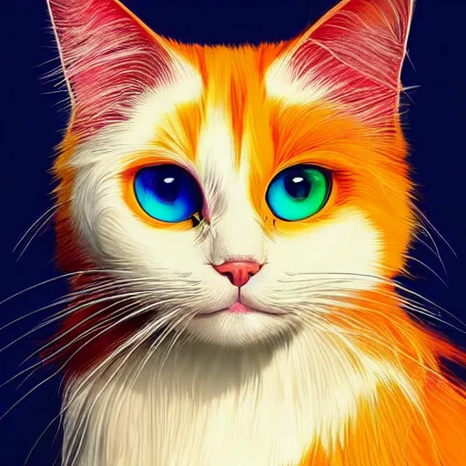 Image similar to symmetry!! portrait of beautiful ragdoll cat, long cat hairs, big cat eyes, colorful lighting, hyperrealistic, trending on pixiv fanbox, style of marvel cinematic universe