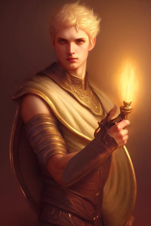 Image similar to a portrait of the male angel Azazel, illustration, soft lighting, soft details, iridescent lights, painting oil on canvas by Edmund Blair Leighton and Charlie Bowater octane render trending on artstation d&d characters, 4k, 8k, HD