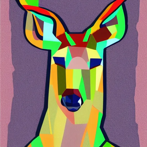 Image similar to cubist portrait of a deer digital art