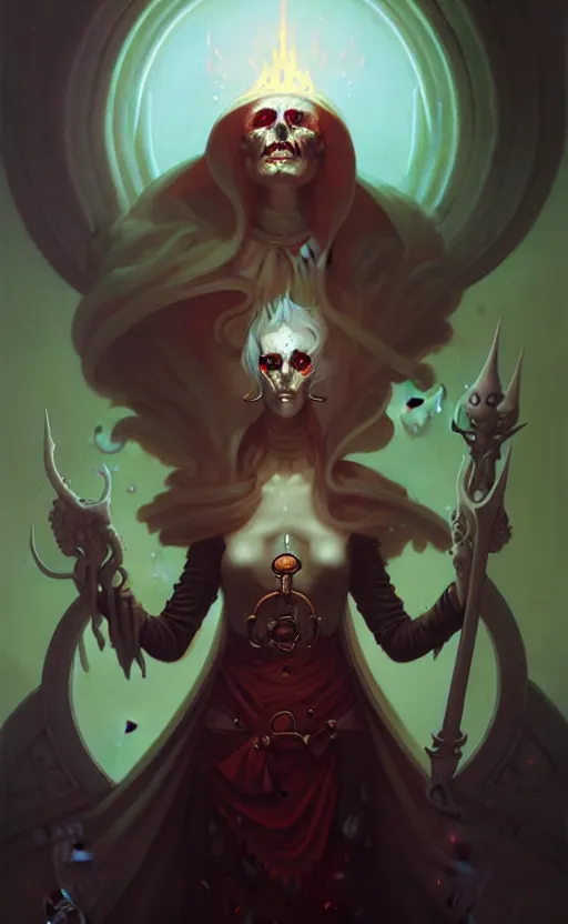 Image similar to portrait of the necromancer by peter mohrbacher