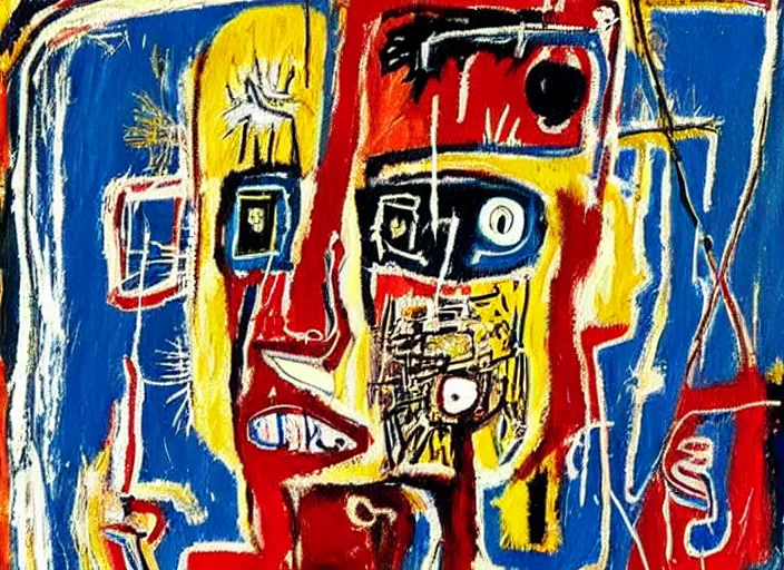 Image similar to beautiful detailed tarot cards painting by jean - michel basquiat