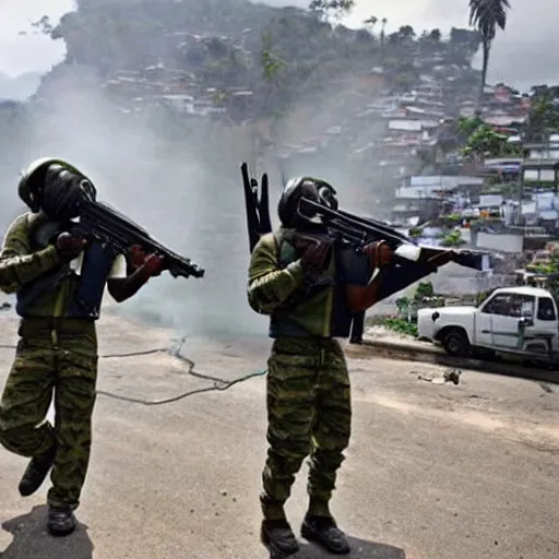 Image similar to aliens invaded favela with heavy guns