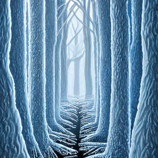 Image similar to Ice forest. Highly Detailed. By Jeffrey Smith