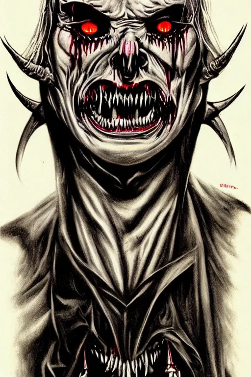 Prompt: the demon, poster art by john carpenter, trending on deviantart, gothic art, grotesque, creepypasta, freakshow