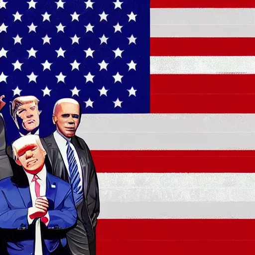 Image similar to GTA Cover Art, Obama, Biden, Trump, USA Presidents, Patriotic, God Bless America