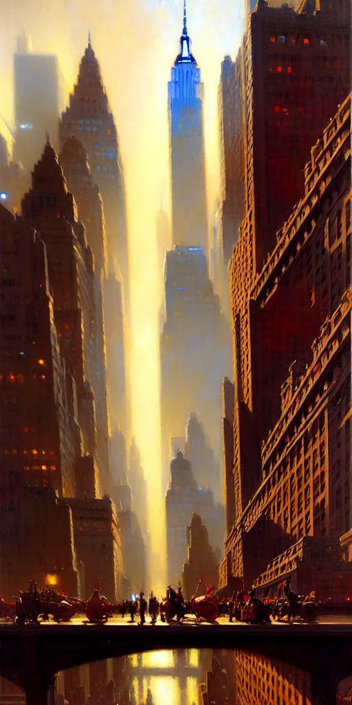 Image similar to city of modern new york. highly detailed painting by gaston bussiere, craig mullins, j. c. leyendecker