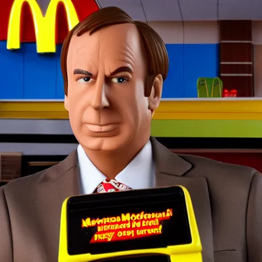 Image similar to saul goodman plastic mcdonalds toy realistic photo