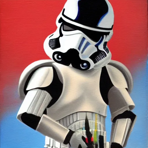 Prompt: an imperial stormtrooper dancing with super mario in a volcano, realistic painting