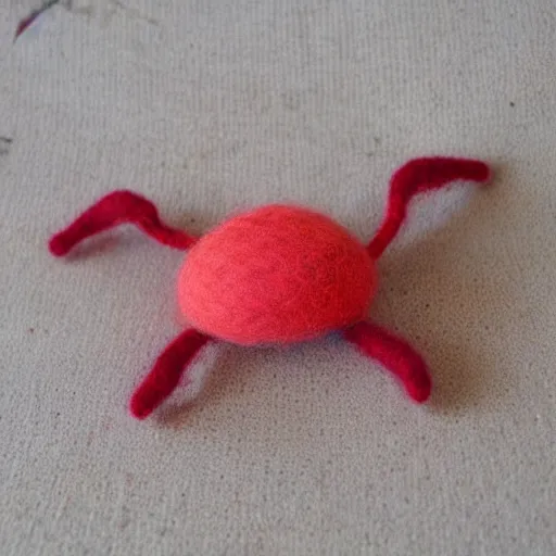 Prompt: a needle felted crab, needle felting art.