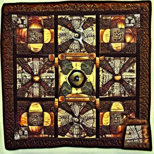 Image similar to steampunk quilt in escher style