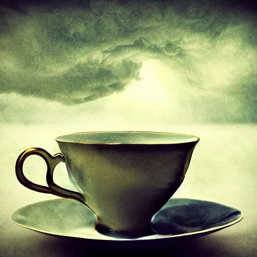 Image similar to storm in a teacup, photo realistic, photoshopped