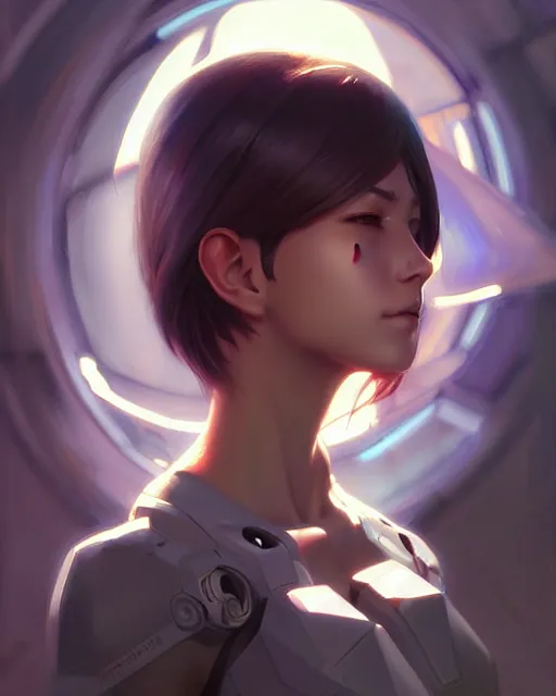 Image similar to portrait Anime space cyborg, pretty face, realistic shaded Perfect face, fine details. realistic shaded lighting by Ilya Kuvshinov Giuseppe Dangelico Pino and Michael Garmash and Rob Rey, IAMAG premiere, aaaa achievement collection,