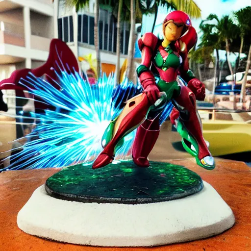 Image similar to metroid samus aran chilling in aruba