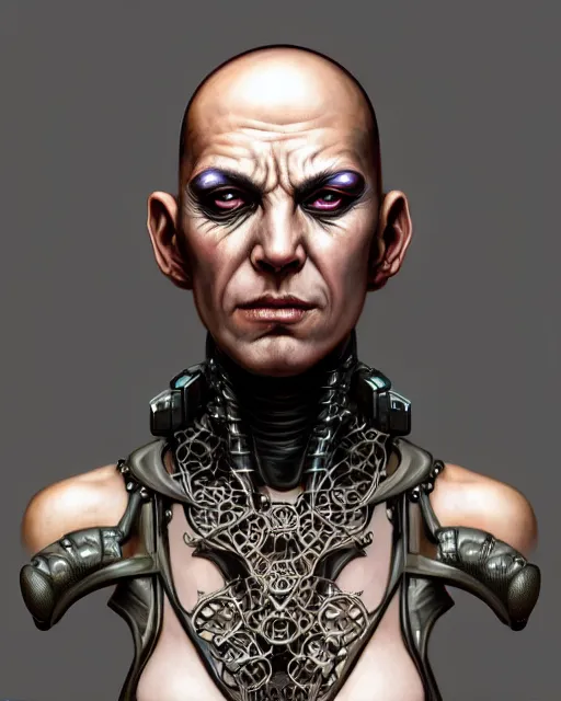 Image similar to front shot of a cyberpunk criminal mastermind character, intricate, elegant, highly detailed, centered, (((artstation, concept art, smooth, sharp focus, artgerm, Tomasz Alen Kopera, Peter Mohrbacher, donato giancola, Joseph Christian Leyendecker, WLOP, Boris Vallejo))), mugshot!!!!!, ugly!!!!!!, octane render, nvidia raytracing demo