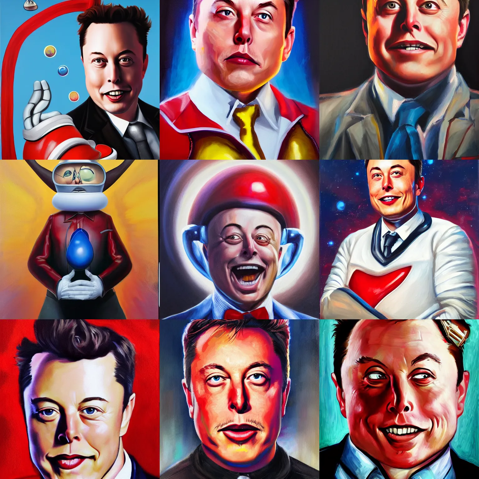 Prompt: portrait of elon musk as doctor eggman, realistic oil painting