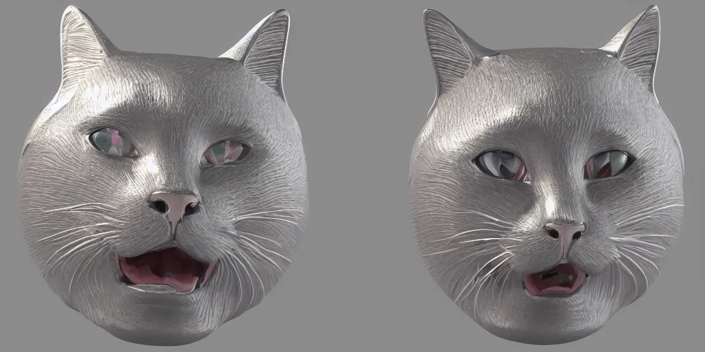 Prompt: made from steel crown is engraved with a single cat face, thin crown, pink color, luxury style, 4 k, realistic render, ultra - detailed, ultra detail