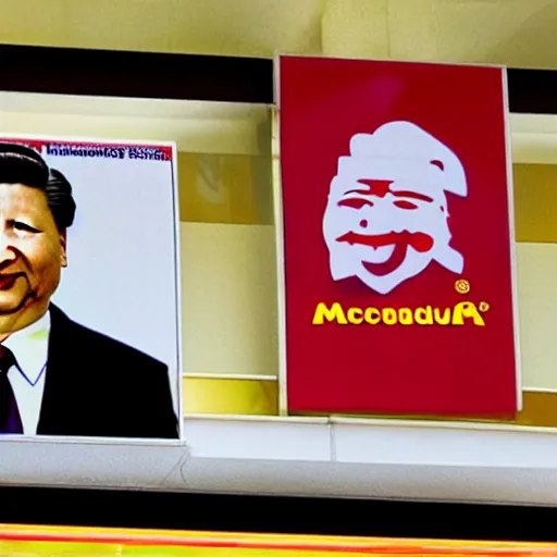 Image similar to xi jinping depicted as mcdonalds employee
