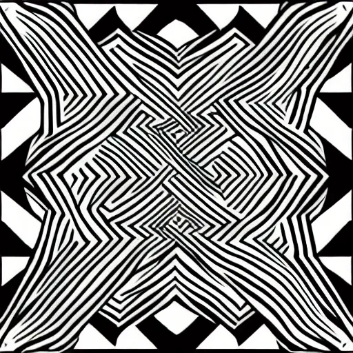 Image similar to geometric, non symmetrical black and white line art