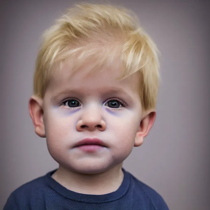 Prompt: portrait of toddler antony starr, slightly smiling. looking towards the camera, by brandon stanton. blonde hair. detailed, 4 k, morning hour.