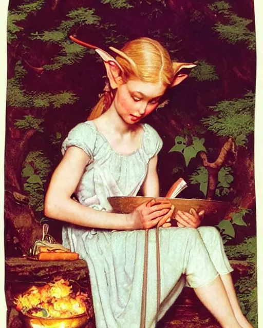 Image similar to a beautiful elf princess by norman rockwell