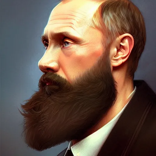 Portrait of Putin with beard, D&D, blue eyes, face, | Stable Diffusion