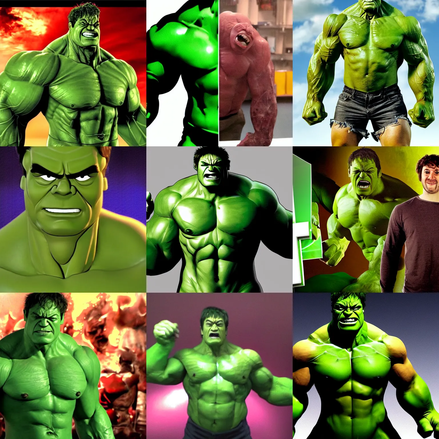 Prompt: caddicarus youtuber as the hulk from the avengers ( 2 0 1 2 ), cinematography
