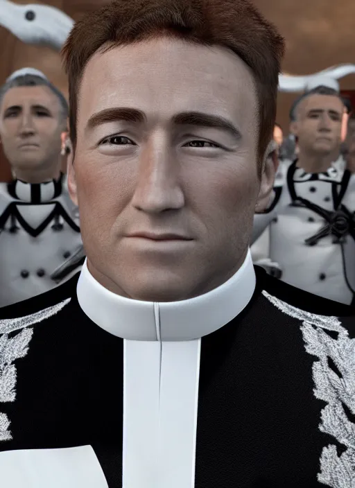 Prompt: billy herrington priest, 4 k, real life photo, photorealistic, high details, detailed face, priest uniform