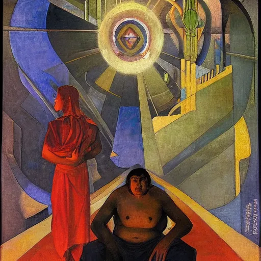 Image similar to the shaman of the subway, an art deco painting by annie swynnerton and leo and diane dillon and diego rivera and nicholas roerich, dramatic lighting, god rays, smooth, sharp focus, highly detailed