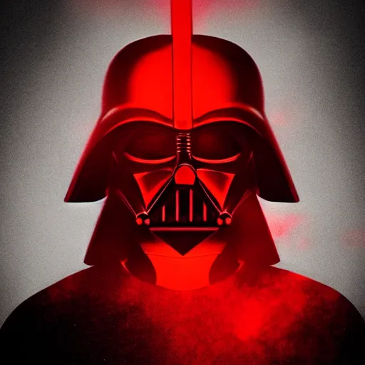 Image similar to darth vader's head coming out of a red mist, epic, trending on artstation, profile pic, centered, accurate anatomy, highly detailed, digital art,