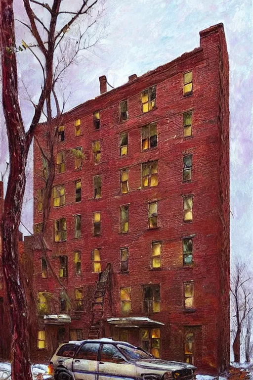 Prompt: (((((a ramshackle Manhattan brick brownstone deep in the forest))))) by Andrew Andreev!!!!!!!!!!!!!!!!!!!!!!!!!!!