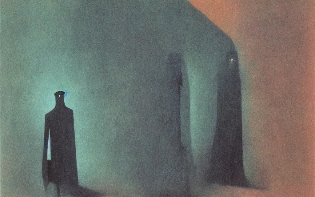 Image similar to high quality high definition colorized movie still from The Cabinet of Doctor Caligari: a ghost walking alone at night in the woods, high quality oil painting by zdzisław beksiński, iridescent color palette chromatic aberration