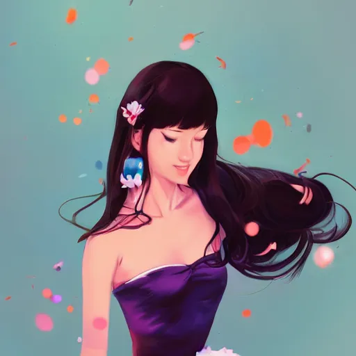 Prompt: portrait of a beautiful girl with dark hair dressed as a ballerina, standing on a ball, rich vivid colors, ambient lighting, dynamic lighting, 4 k, hq, official media, anime key visual, makoto shinkai, ilya kuvshinov, lois van baarle, rossdraws, detailed, trending on artstation