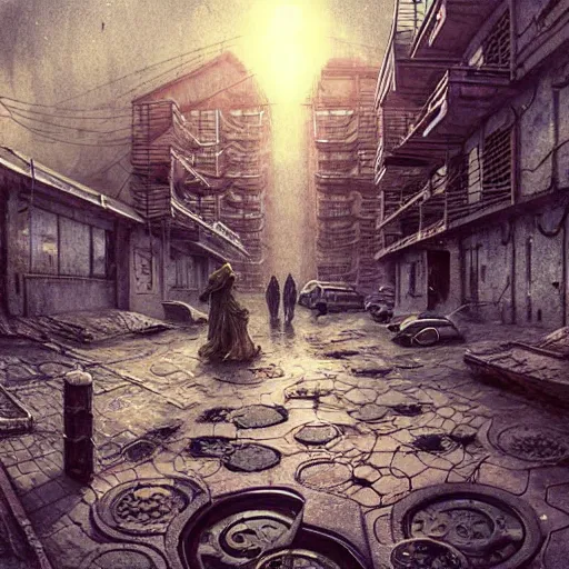 Prompt: Сyberpunk style photo on a parking lot in a Soviet slum on the moon, Neo Norilsk, sci-fi, fantasy, intricate, very very beautiful, elegant, highly detailed, digital painting, artstation, concept art, smooth, sharp focus, illustration, art by artgerm and greg rutkowski and alphonse mucha and evgeny zubkov