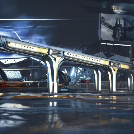 Image similar to sci-fi cars wall near structure on the coronation of napoleon painting and digital billboard in the middle, unreal engine 5, keyshot, octane, artstation trending, ultra high detail, ultra realistic, cinematic, 8k, 16k, in style of zaha hadid, in plastic, dark, tilt shift,