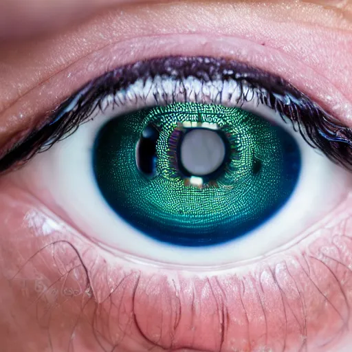 Image similar to photograph portrait of a beautiful alien, feminine, iridescent eyes, intricate detail, sigma 85mm f/1.4, 4k, depth of field