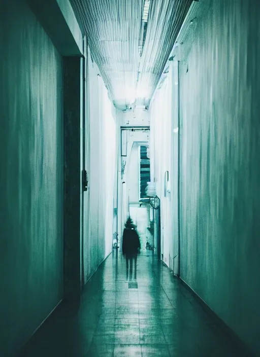 Image similar to a view of a spooky neon corridor, depth of field photo by yi insang, unsplash, video art, blur, wallpaper, cinematic view