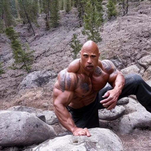 Image similar to dwayne the rock Johnson dancing trail cam