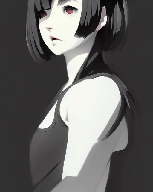 Image similar to portrait of cute girl by ilya kuvshinov, illustration concept art, anime, manga, pencil sketch, black and white trending pixiv fanbox by wlop and greg rutkowski and makoto shinkai and studio ghibli