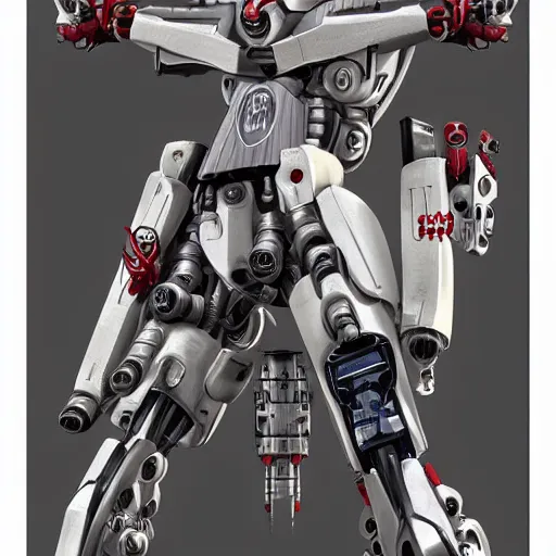 Image similar to ruger redhawk 3 5 7 8 shot revolver mobile combat suit firearm rococo robot, biomechanical, handgun mecha android, detailed illustration, concept art, smooth, sharp focus, by rem koolhas, bandai macross box art