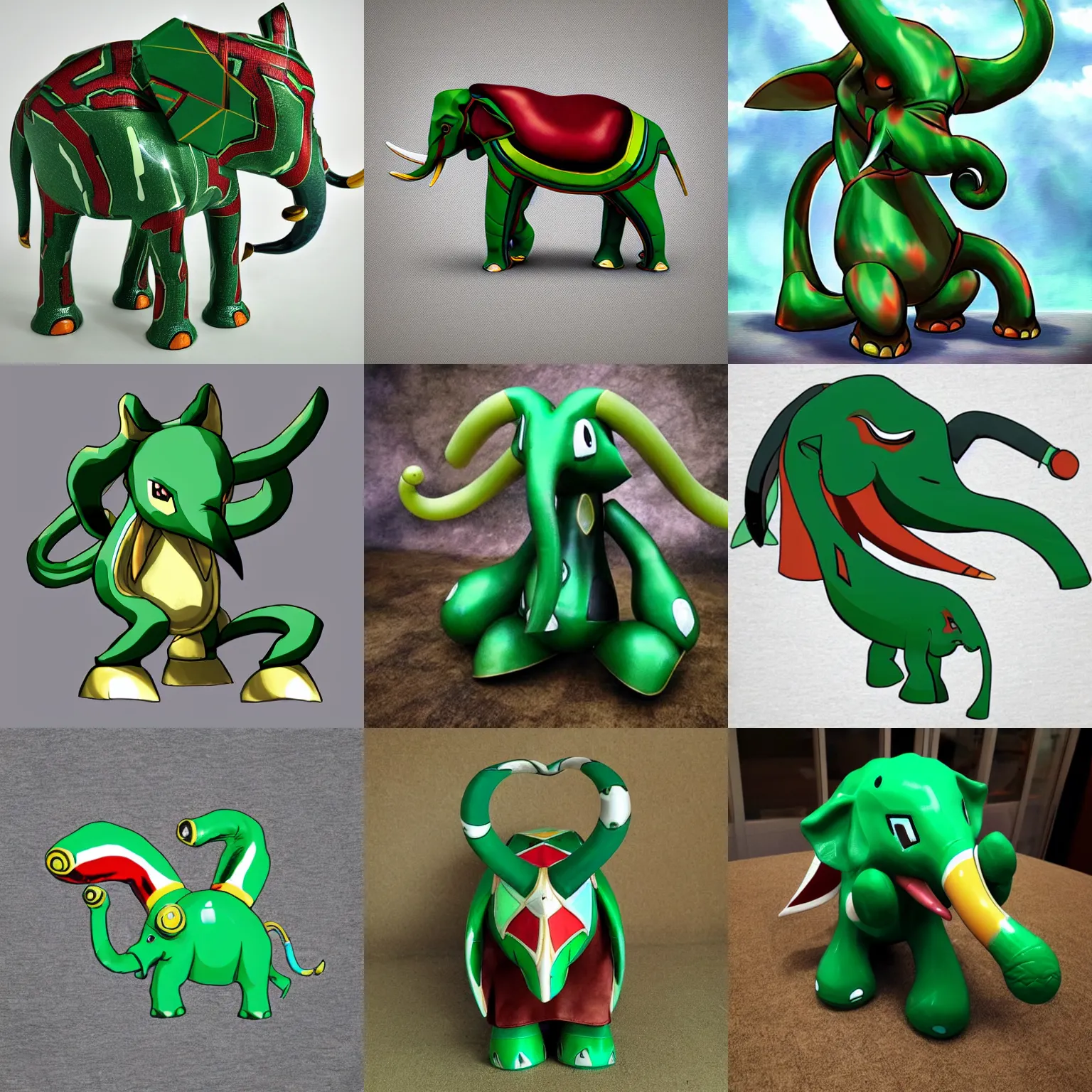 Prompt: Rayquaza elephant hybrid