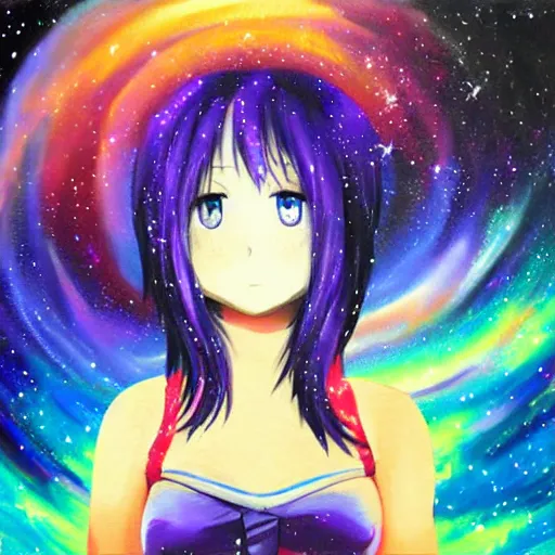 Image similar to galaxy painting of an Anime girl