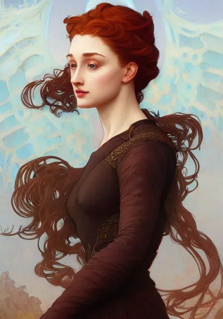 Image similar to sansa with long big nose, intricate, elegant, highly detailed, digital painting, artstation, concept art, smooth, sharp focus, illustration, art by artgerm and greg rutkowski and alphonse mucha and william - adolphe bouguereau