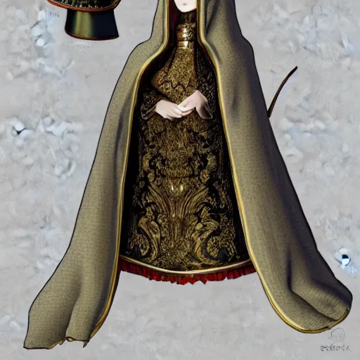 Image similar to female character design inspired by venice carnival and nun outfit, concept art, smooth